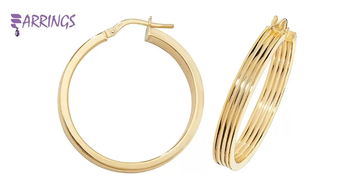 Hammered Gold Hoop Earrings Gold Filled 40Mm