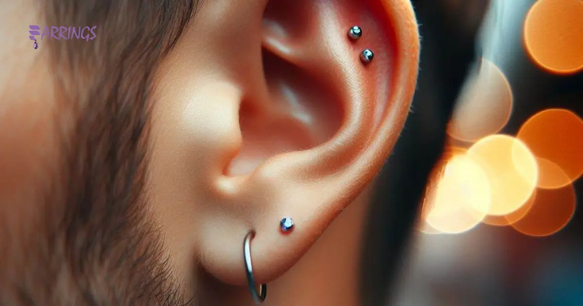 Men's Double Earlobe Piercing